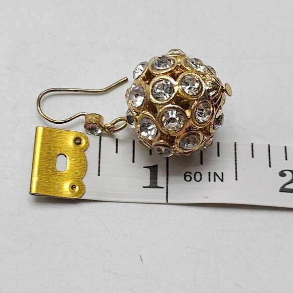 Gold Tone Flower Necklace Matching Crystal Ball Earrings Set - Picture 6 of 7